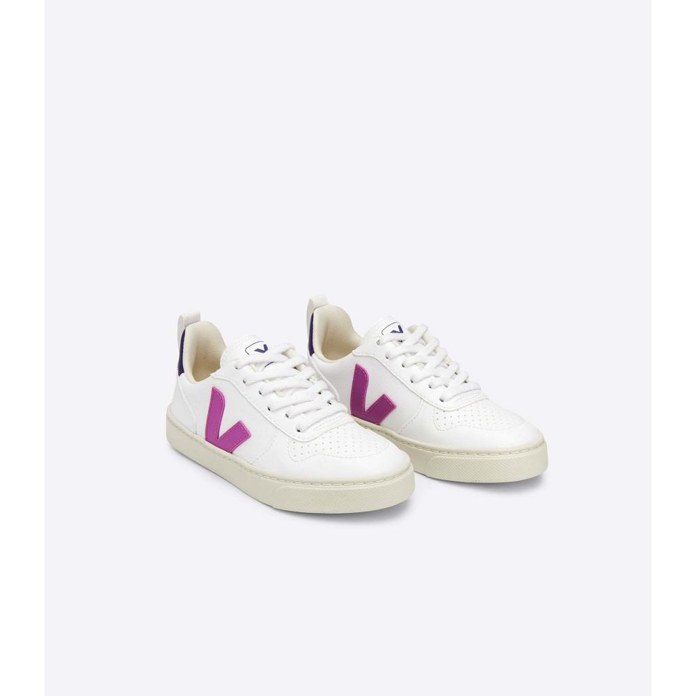 Veja V-10 LACES CWL Kids' Shoes White/Purple | NZ 793MQZ